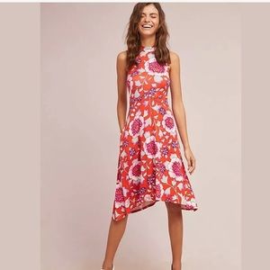 Anthropologie Floral Mini Dress - Red and Pink
